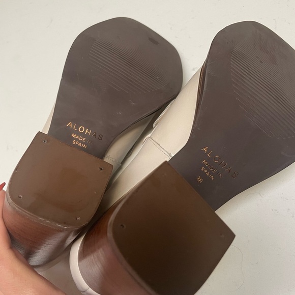 ALOHAS Cream Block Heel Loafers Sz38 7/ 1/2 USA - Picture 7 of 9